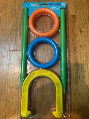 Kids Ring Toss & Horseshoe Game Set - Orange, Blue, Yellow, Green